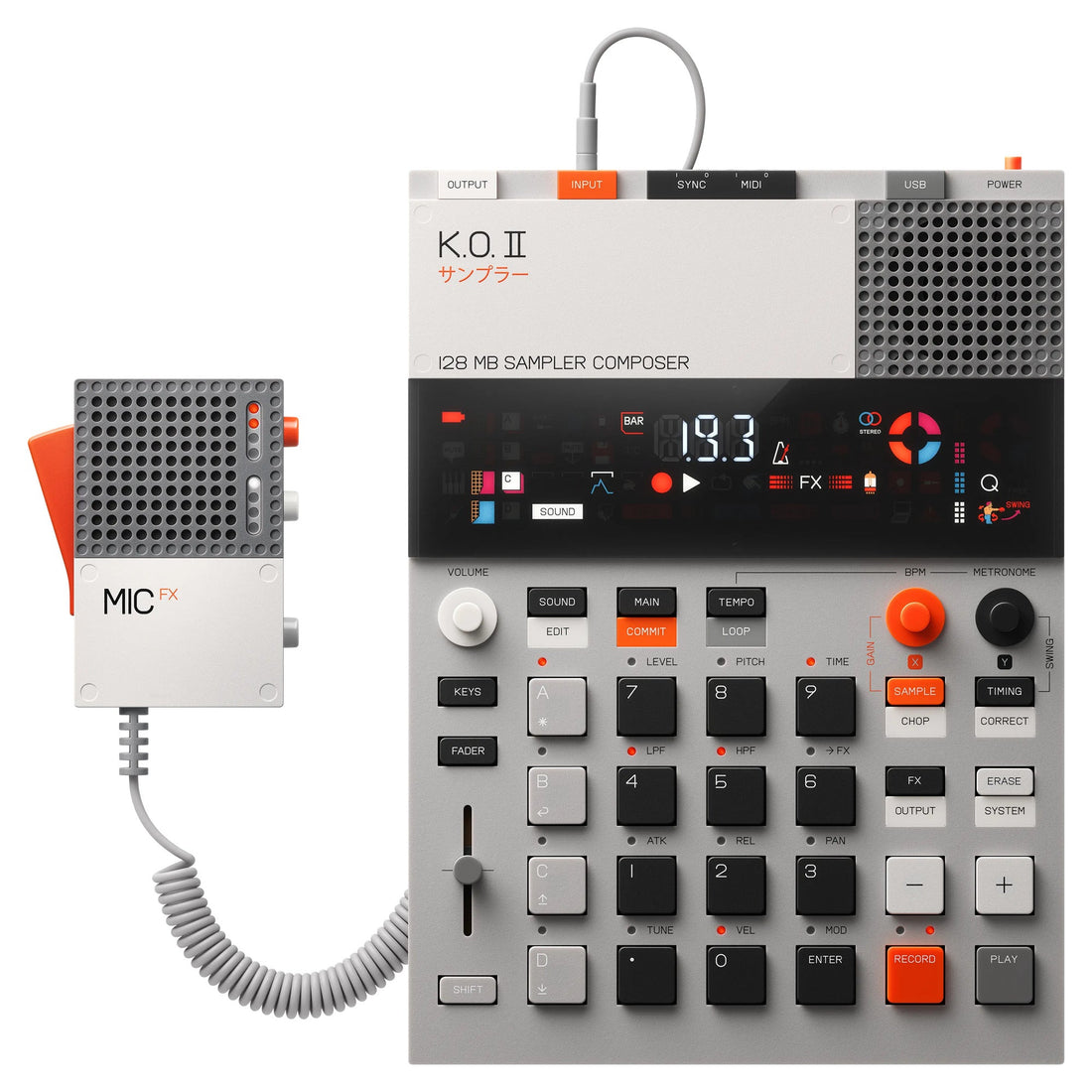 Teenage Engineering EP-2350 FX MIC connected to an EP-133 K.O. II sampler