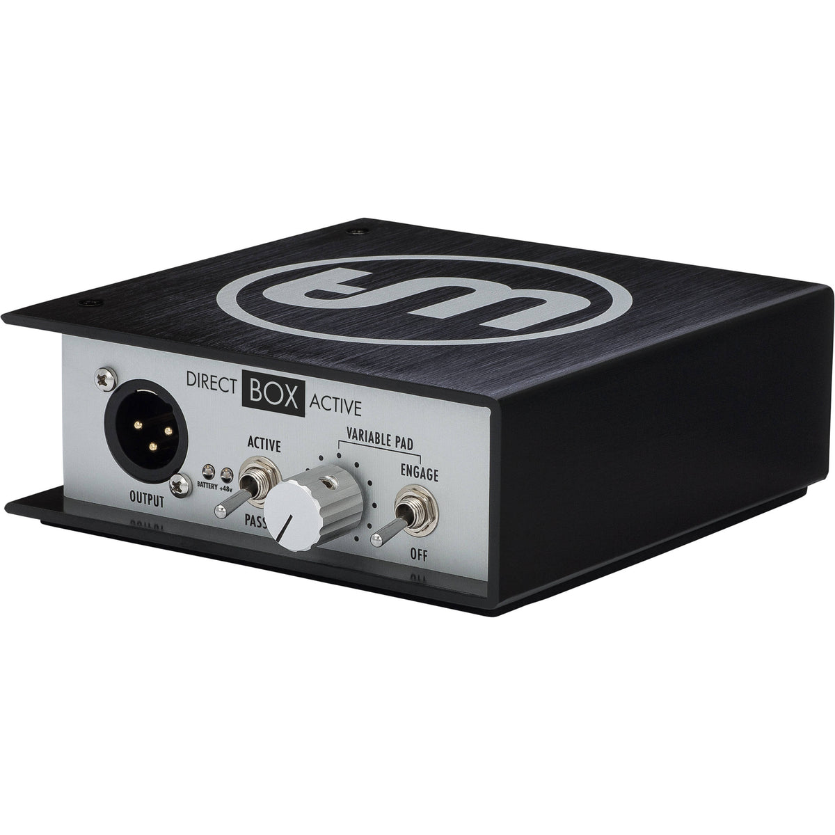 Warm Audio WA-DI-A DI box for connecting instruments to audio interfaces, featuring rugged metal construction and multiple input options.