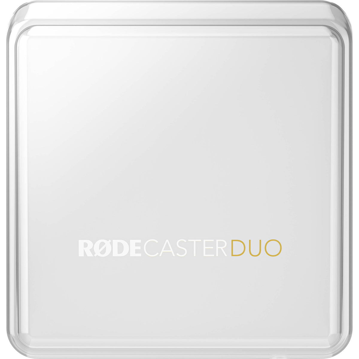 Rode Rodecaster Duo Cover, protective accessory for Rode audio mixer, shown on device with black cover and control buttons.