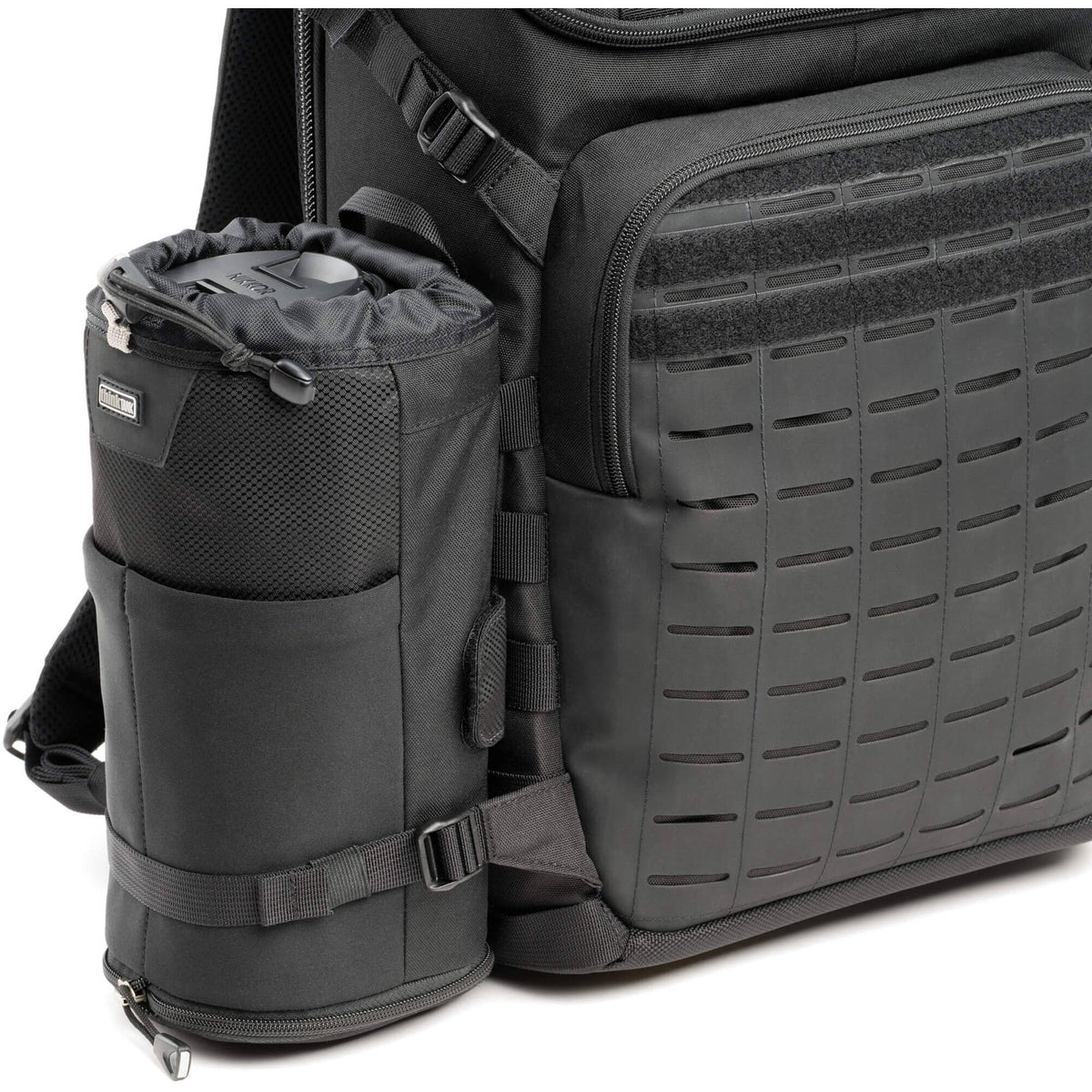 Think Tank DarkLight video equipment bag with padded compartments and adjustable straps for secure camera gear storage.