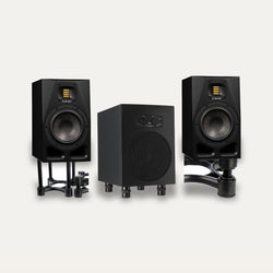 ADAM Audio A7V Pair + Sub8 + IsoAcoustics ISO-155 2.1 Monitoring Set – Monitor Colour Black