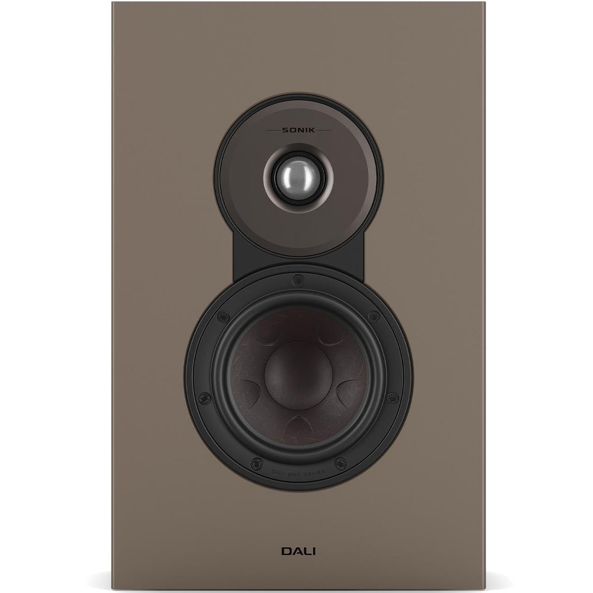 DALI Sonik On-Wall in-wall and outdoor speaker with sleek black design, mounted on a wall for home audio or outdoor use