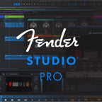 Fender Studio Pro upgrade DAW software interface showing audio tracks and mixing controls on a digital screen.