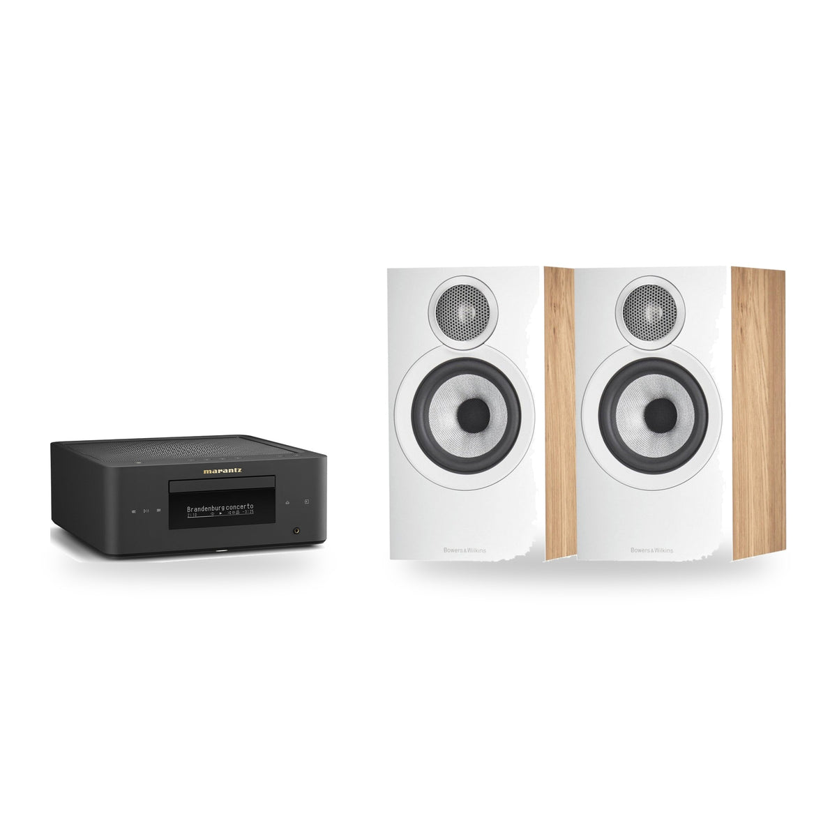 Marantz MCR 60n + Bowers & Wilkins 607 S3 Hi-Fi System – Marantz Finish Matte Black, Speaker Finish Oak