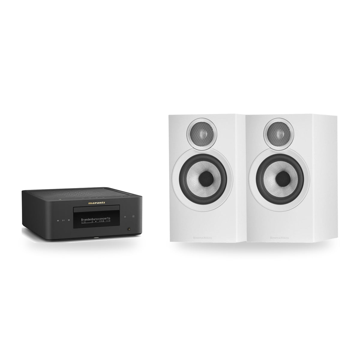 Marantz MCR 60n + Bowers & Wilkins 607 S3 Hi-Fi System – Marantz Finish Matte Black, Speaker Finish White