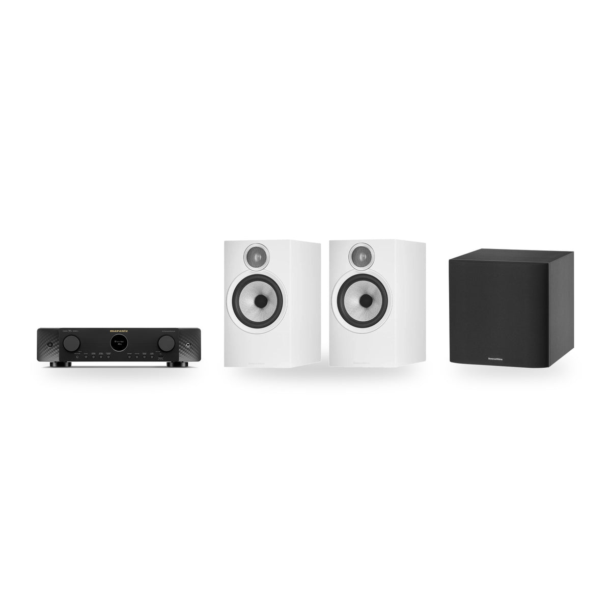 Marantz CINEMA 70s Series 2 + Bowers & Wilkins 606 S3 + ASW608 2.1 Cinema Set – Receiver Finish Black, Speaker Finish White