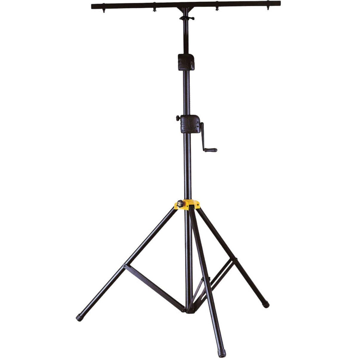 Hercules Stands LS700B PA speaker stands with adjustable height locking mechanisms, black metal construction, and secure tripod base