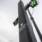 HK Audio POLAR 15 MK2 column with lighting mounted via M20 FlexMount, outdoors