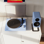 Kanto Audio OBI3 Gen 2 turntable, Ice Blue, lifestyle shot