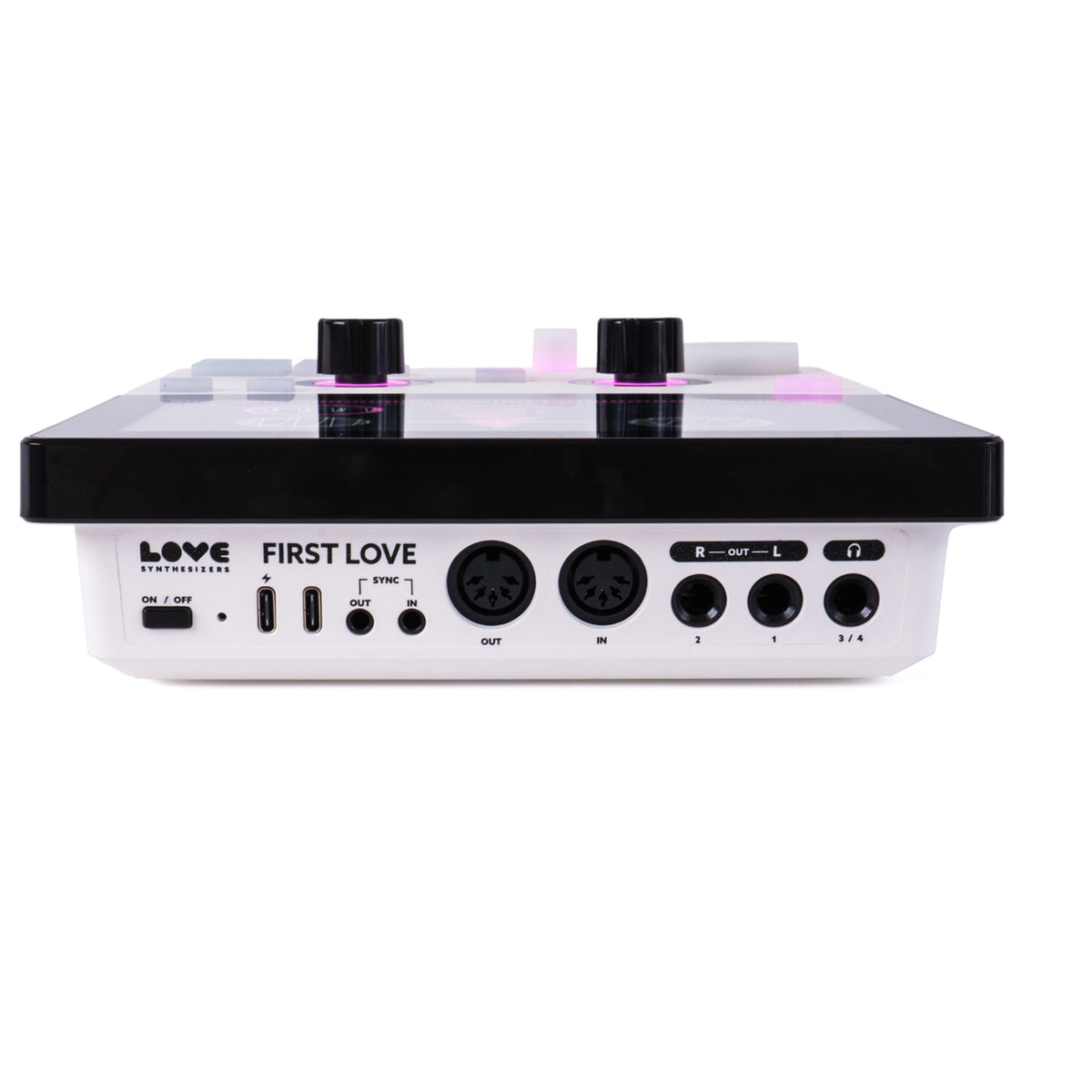 LOVE Synthesizers First Love, White, rear panel connections