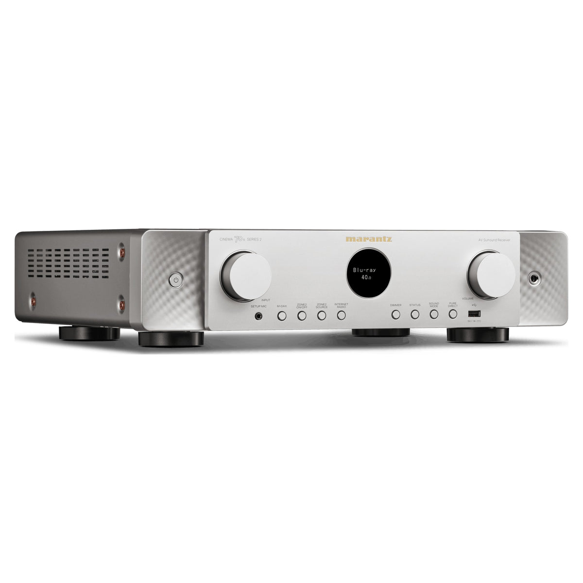 Marantz CINEMA 70s Series 2, Silver Gold, angled view