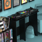 Glorious Mix Station 2 DJ table with workspace and storage compartments for professional DJ setup and equipment.
