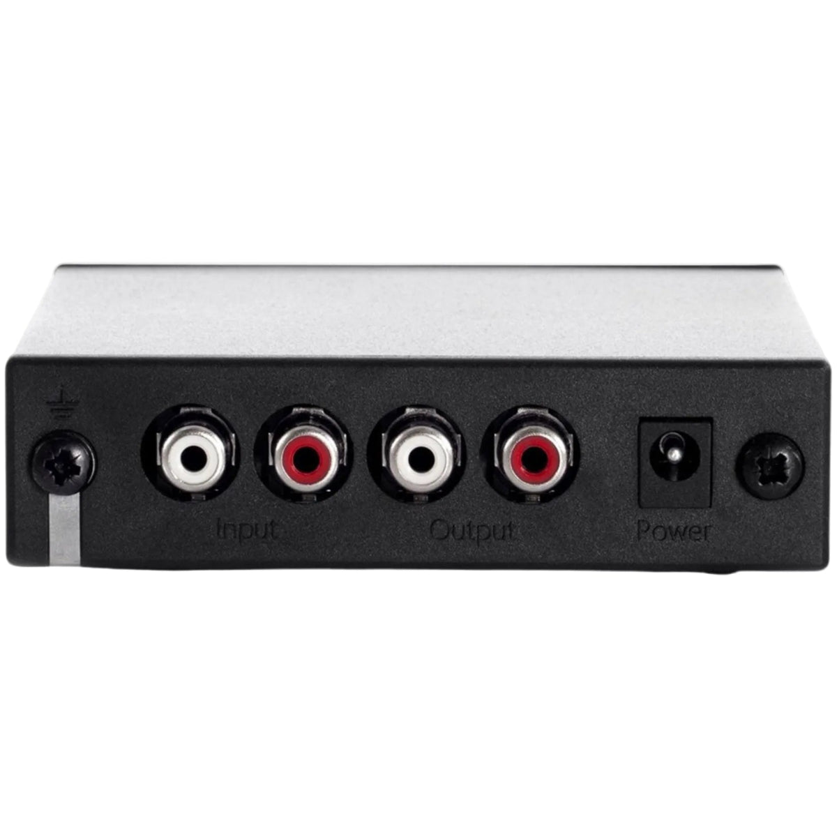 Rega Fono Mini A2D MK2 phono preamp, rear RCA inputs and outputs in black
