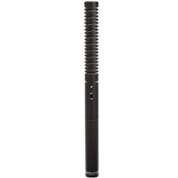 Rode NTG2 shotgun microphone mounted on a boom pole, professional audio recording equipment for clear sound capture.