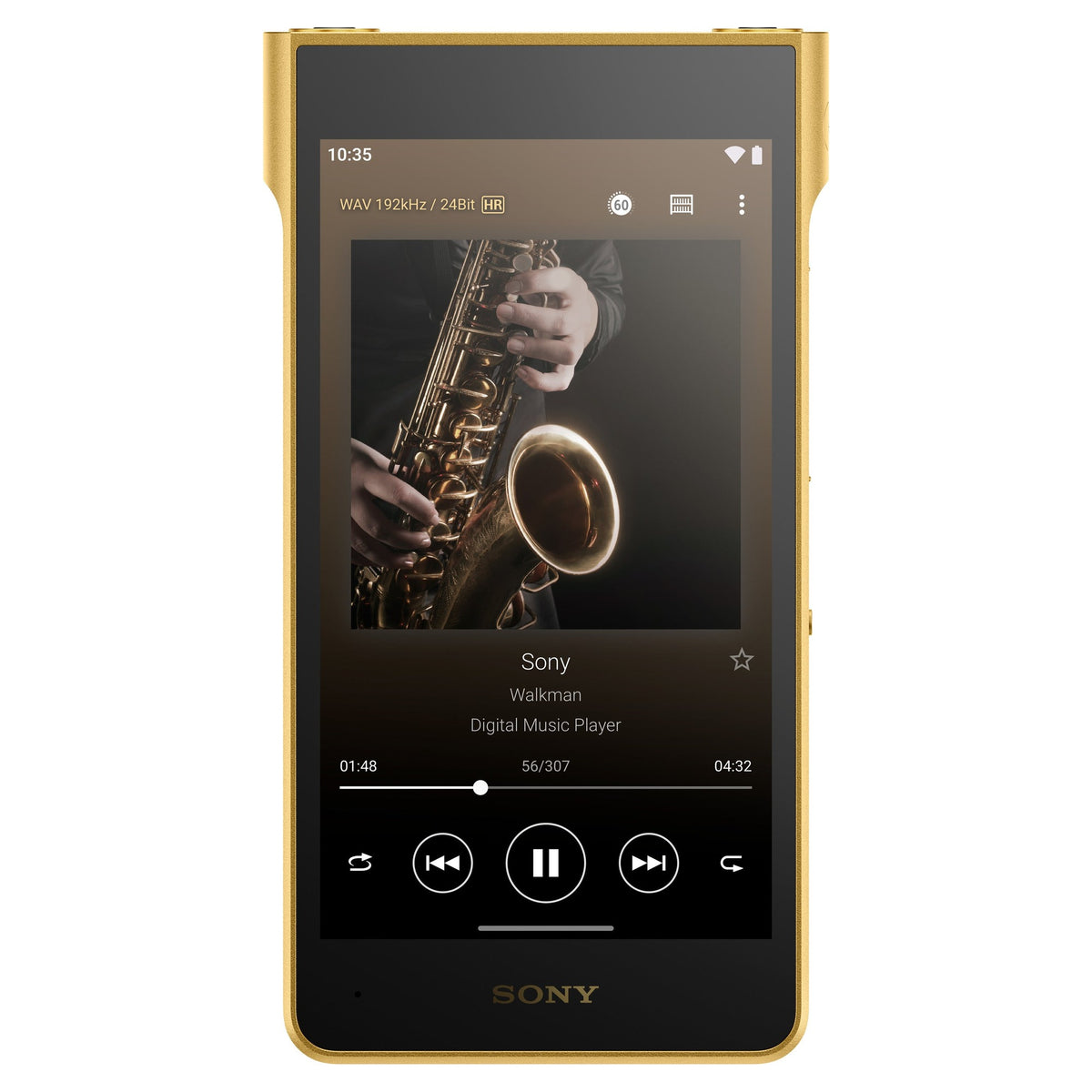 Sony NW-WM1ZM3 Walkman, front view with home screen
