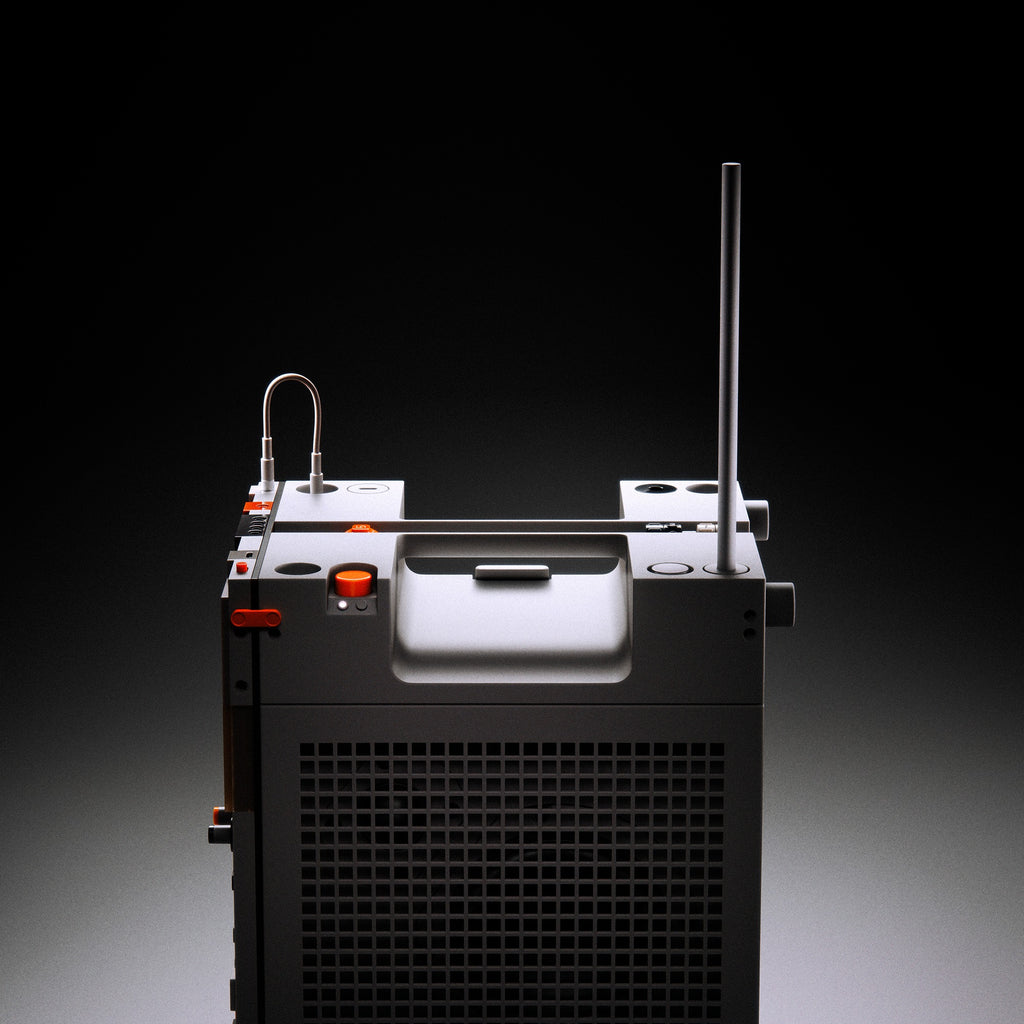 Teenage Engineering EP-35 K.O. AMP with accessories, studio shot